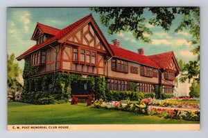 Battle Creek MI-Michigan, C.W. Post Memorial Club House, Vintage Postcard