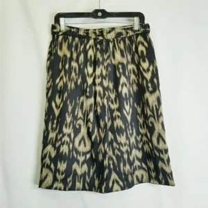 Chico's Skirt sz 1 (8-10) Brown Cheetah Animal Satin Career Modest Knee A Line - Imagen 1 de 7
