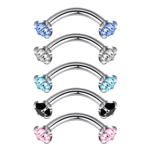 Curved Barbell 16G Internally Threaded Surgical Steel Rook Earring Eyebrow 5pcs - Picture 1 of 2