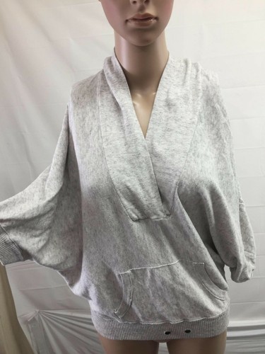 OFF WHITE American Eagle Outfitters taglia S felpa con cappuccio cropped con tasca manica rilassata