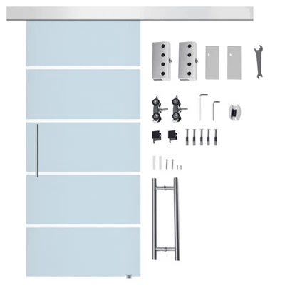 HOMCOM Porta Scorrevole Vetro Satinato 8mm con Maniglia Casa Ufficio 205x102.5cm - Immagine 1 di 4
