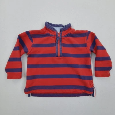 Мини Boden 1/4 молнии красный пуловер полоски толстовка мальчика девочки рубашка 1,5-2 Y - Изображение 1 из 4