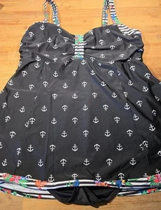 SEXY: ULLA POPKEN Badekleid / Badeanzug mit Röckchen Anker, Gr. 48, schwarz, top - Bild 1 von 8