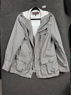 Chaqueta impermeable Michael Kors para hombre mediana negra blanca con capucha Anorak Gingham Foto 1 de 4