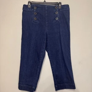 Vintage Y2K Lauren Ralph Lauren Jeans Wide Leg Denim Capris Sailor Pants Size 10 - Picture 1 of 6