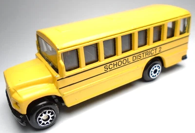 MAISTO SCHOOL DISTRICT 2 YELLOW 1:64 DIECAST 3" SCHOOL BUS WITH BLACK & CHROME - Image 1 of 4