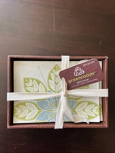 NEW Greenroom 1 Box Of 24 Count Black Cards Recycled Floral Lotus Green Blue - Picture 1 of 6