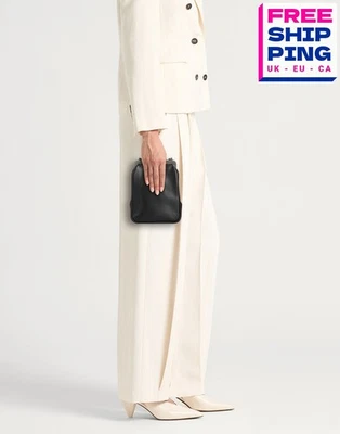 PVP € 1500 MAX MARA Bolso sin asas de cuero marco de metal correa de muñeca hecho en Italia Foto 1 de 4