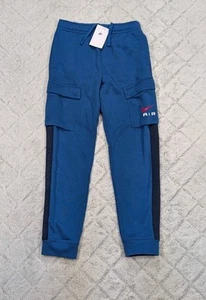 Nike Sweatpants Kids L Blue Air Fleece Cargo Streetwear Casual Graphic NEW - Picture 1 of 9