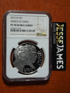 2015 W $1 PROOF SILVER MARCH OF DIMES COMMEMORATIVE DOLLAR NGC PF70 ULTRA CAMEO - Picture 1 of 2