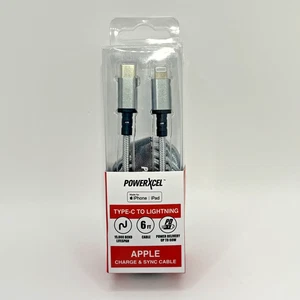 PowerXcel Type-C to Apple Lighting 6ft Charge & Sync Cable - Power Delivery 60W - Picture 1 of 2