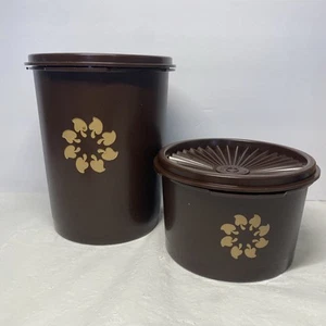 Vintage Tupperware Schokobraun Servier 3” & 6” mit Deckel  - Bild 1 von 15