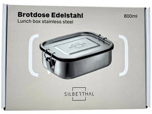 Silberthal Edelstahl BROTDOSE Lunchbox 800ml Plastikfrei NEU INKgrafiX TOYS A411 - Picture 1 of 13