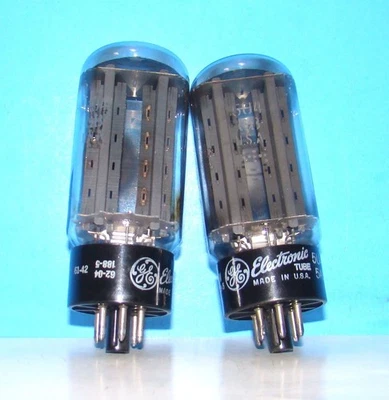 5U4GB GE radio audio amplifier rectifier vacuum tubes 2 valves tested 5U4GA - Image 1 of 3