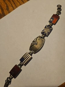 Vintage WWII Victory Allied Flag Sweetheart Sterling Bracelet - Picture 1 of 9