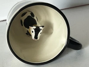 Vintage Cow Figure In Ceramic Hand Painted Coffee Mug Marked 1998 EUC - Picture 1 of 8