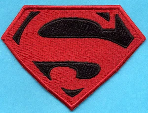 3" x 4" Small Embroidered Red & Black Superman / Superboy 'S' Logo Iron-On Patch - Picture 1 of 3