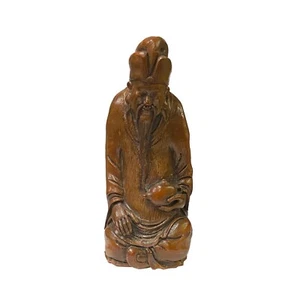 Chinese Bamboo Carved Old Man Scholar Meditation Figure ws2179 - Picture 1 of 6