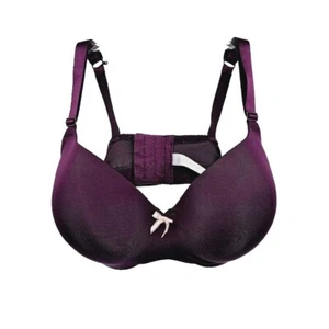 Cacique Lightly Lined Balconette Bra 40DD Dark Purple Underwire Support Strappy - Picture 1 of 13