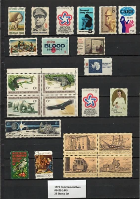 1971 U.S. Commemorative Year Stamp Set SC #1423-1445 MINT NH - Image 1 of 2