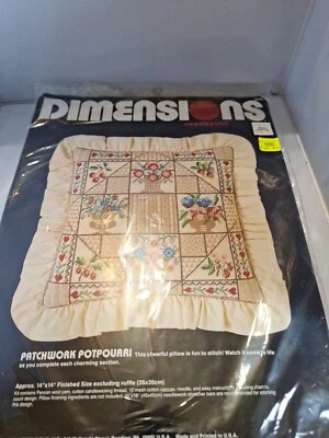 Dimensions Needlepoint Kit Patchwork Potpourri Pillow 14" x 14" Persian Wool VTG - Image 1 of 4