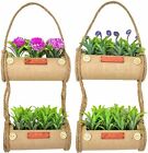 NEW ARTIFICIAL DOUBLE FLOWER BASKET HANGING ROPE HOME DECORATION GARDEN SET