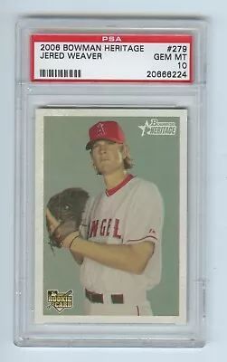 2006  JARED WEAVER # 279 . BOWMAN Heritage . Angels . PSA Gem Mint 10 - Image 1 of 2