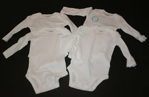 New Carter's Girls Boys 4 Pack White Bodysuits Tops 9m 12m Baby Cotton Soft Knit - Picture 1 of 4