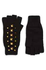 Lele Sadoughi 289584 Studded Fingerless Knit Gloves Black Size O/S