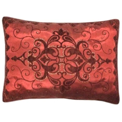 Satin/Chenille Jacquard Floral Red 20"x28" Decorative Pillow Case/Cushion Cover - Image 1 of 4