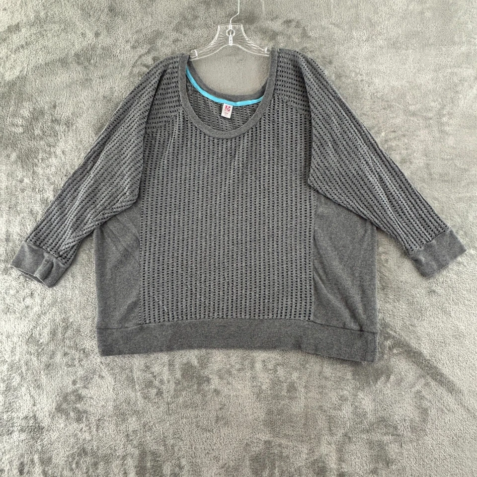 Sudadera Pullover Lane Bryant LB Active Malla 22/24 Gris Cuello Redondo Manga 3/4 Foto 1 de 4
