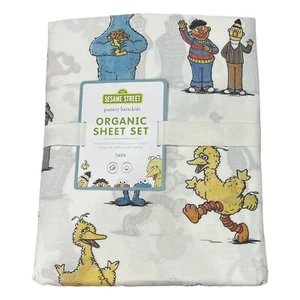 Pottery Barn Kids TWIN Sesame Street 3 Pc Sheet Set Big Bird 100% Organic Cotton - Picture 1 of 2