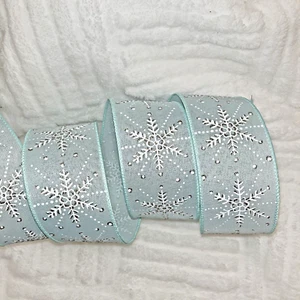 Nastro bordo cablato fiocchi di neve bianco e come nuovo leggero 2,5"x10yds nuovo - Foto 1 di 2