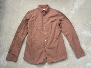 Camicia uomo Saturday New York manica lunga marrone rosa salmone bottoni cotone colletto - Foto 1 di 6