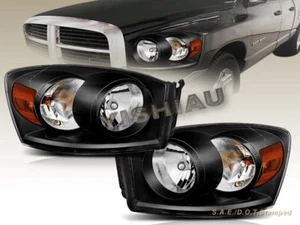 2006-2008 DODGE RAM Pair Black OE Replacement PROJECTOR HEADLIGHTS BLACK - Bild 1 von 3