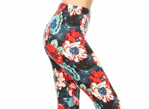 3X-5X Size Buttery Soft Brushed Elegant Floral Leggings - Picture 1 of 8