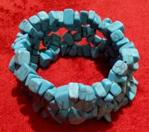 AVON  Wide Faux Turquoise  -  Stretch Bracelet  NEW  Cool Design & Feel.  - Picture 1 of 9