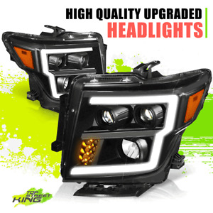 3D LED DRL Dual Projector Headlight Lamps for Nissan Titan/XD 16-22 Black Amber