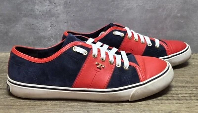 Tory Burch Women's Red & Blue Leather Sneakers Size 9 M - Image 1 of 4