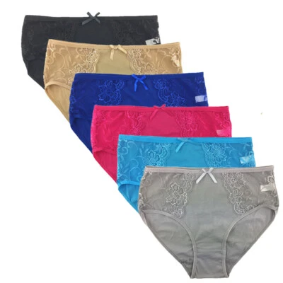 Lot 6pcs Women's Sexy Cotton Full Briefs High Waist Mama Panties Underwear,L-XXL - Image 1 of 4