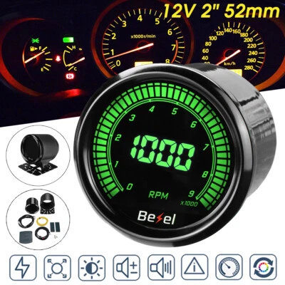2" 52mm Universal Tachometer Tacho Gauge W/Cup Tacho Gauge Meter 0-9000 RPM - Image 1 of 4