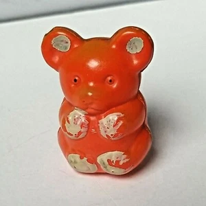 Vintage 1 3/4" RED plastic molded HOLLOW toy bear ~ Ray Rohr Cosmic Artifact - Picture 1 of 11