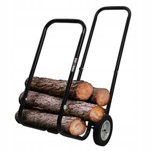 Kaminholzwagen Holzkarre Brennholzwagen Holztransportkarre 65kg Schwarz Stahl - Bild 1 von 7
