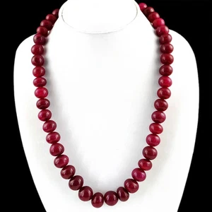 608.50 CTS EARTH MINED GENUINE ROUND SHAPED RICH RED RUBY BEADS NECKLACE STRAND - Picture 1 of 3