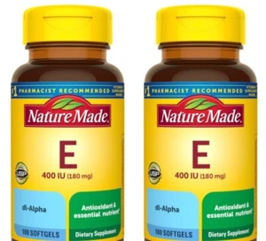 2X Nature Made Vitamin E 400 IU 180mg 100 Softgels Each - Picture 1 of 4