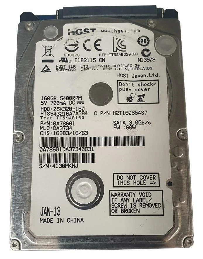 Recertified 2.5" Internal Hard Drive SATA 3Gb/s, 160GB - HITACHI - Image 1 of 1