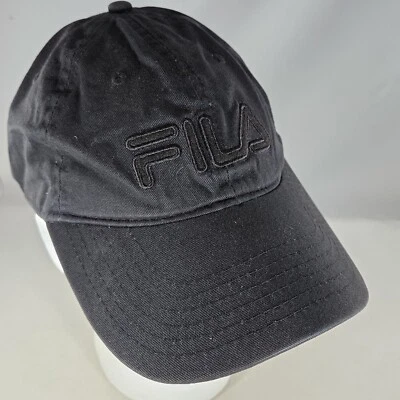 Gorra FILA Negra Fila 6 Paneles Para Hombre Béisbol Correa Ajustable Hebilla Gorra Foto 1 de 4
