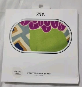 ZARA Scarf MULTICOLOR PRINTED SATIN EFFECT HANDKERCHIEF 27" X 27" 0653 030 - Picture 1 of 2