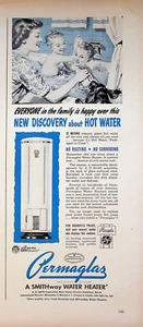 1949 Permaglas Hot Water Heater Vintage Print Ad 40s Dog Mom Bathing Twin Girls - Picture 1 of 1