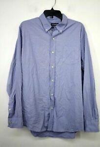 Chaps Mens Purple Graph Plaid Long Sleeve Button-Down High-Low Dress Shirt XL